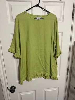 FRIENDS Lime Ruffle-Trim Tunic Top